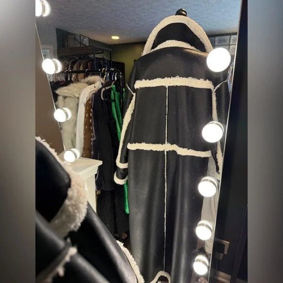 Longline Faux Leather Bonded
Aviator Coat - Picture 5 of 10